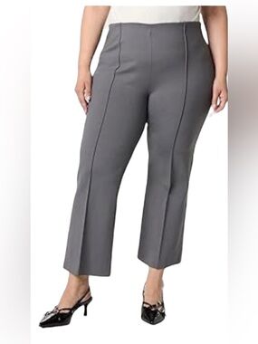 The Drop Kristy Plus Size Gray Dress Pants with Front Seams Cropped Size XXL New